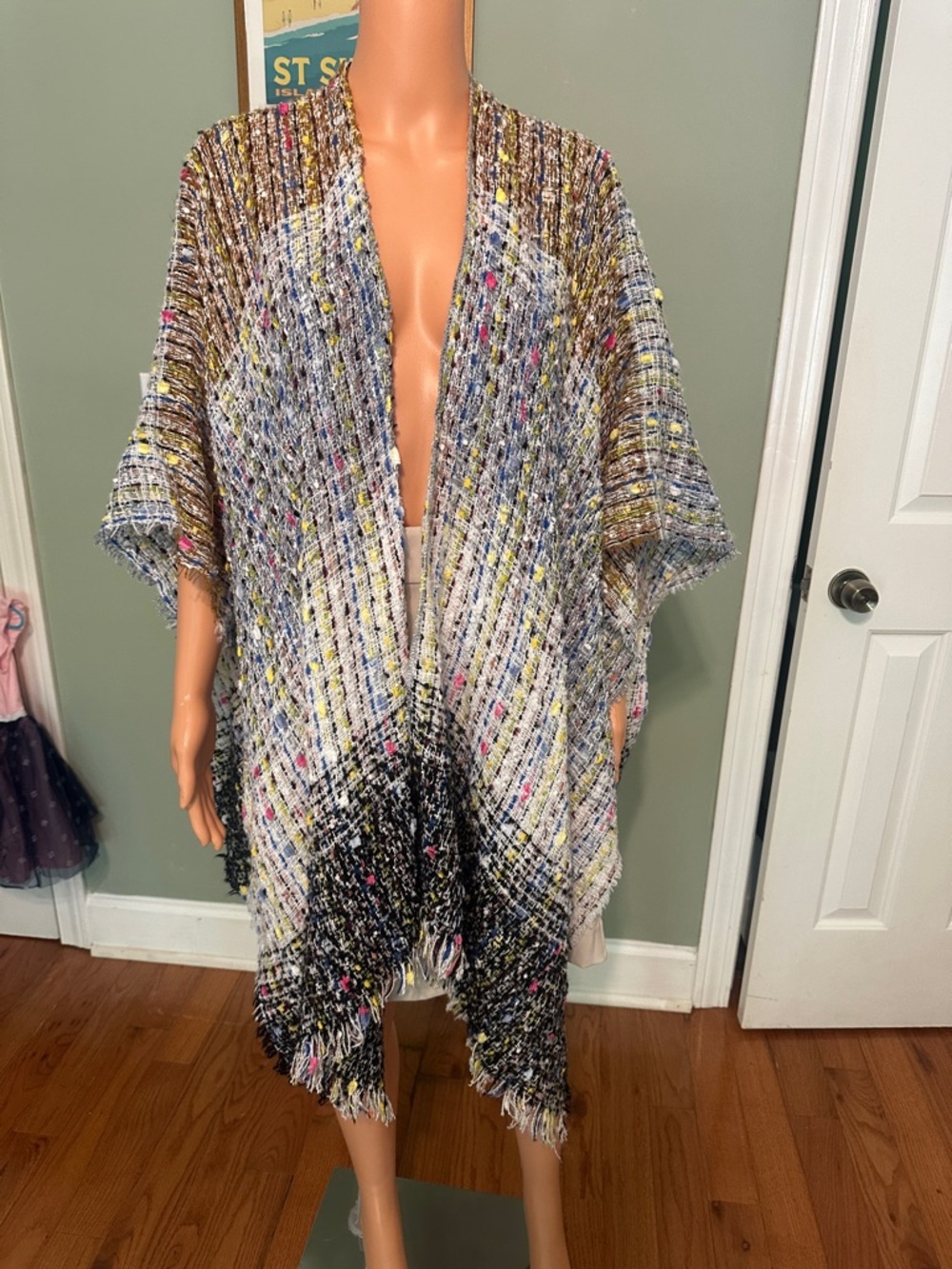 Pinklicious Tweed Multicolor Open Cardigan - Pastel Speckle- Pashmina